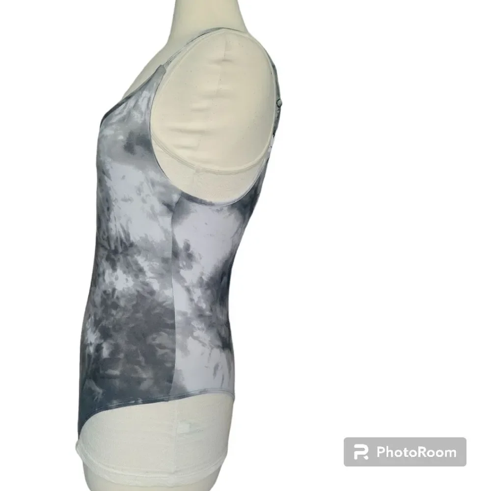 DEREK HEART BLACK/WHITE TYEDIE BODYSUIT - L